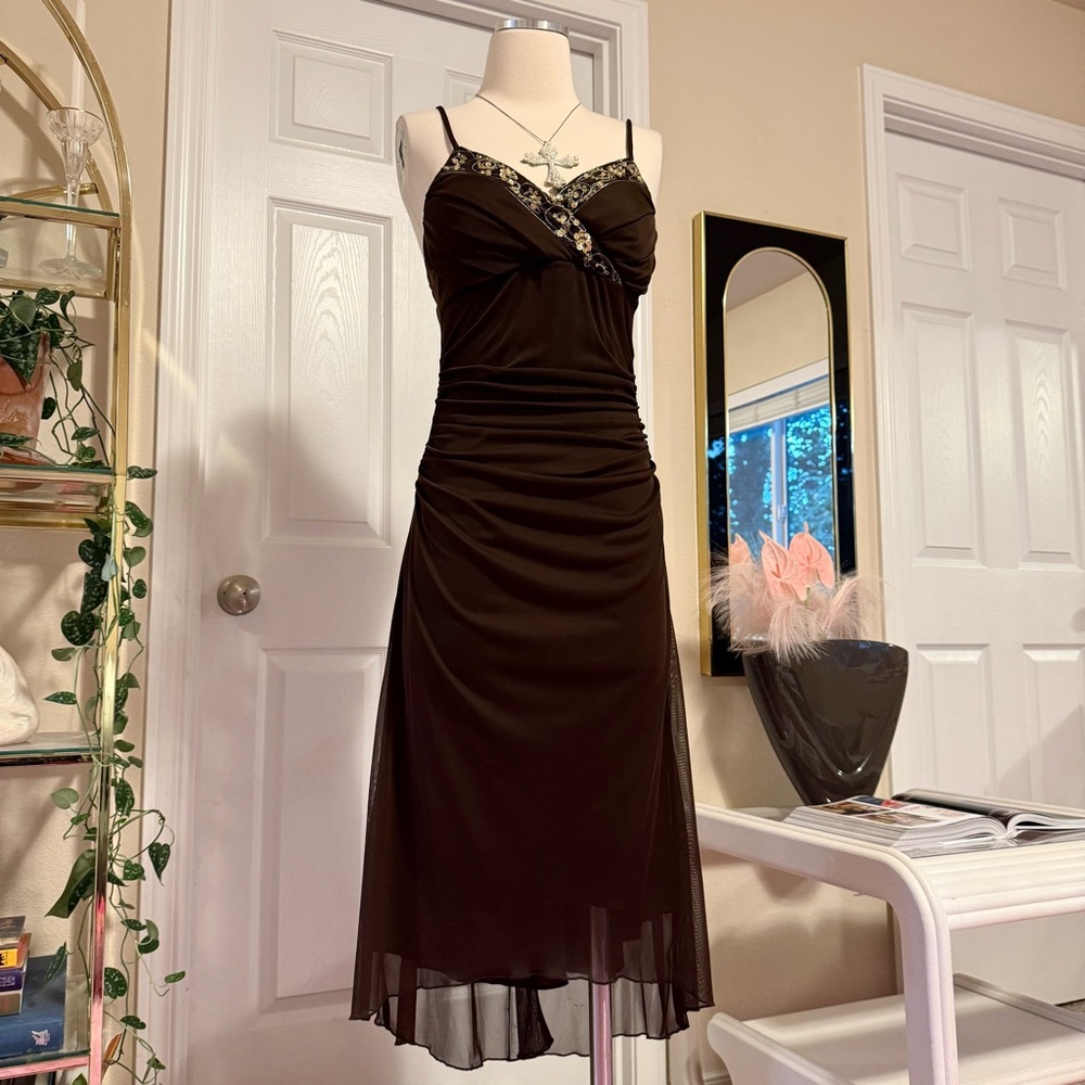 ❌SOLD❌ Vintage Brown Earthy Fairycore Ruched Dress